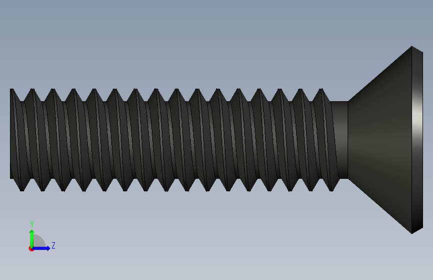 M2 x 8 - Hex Flat Head - Black平头螺钉 左侧视图