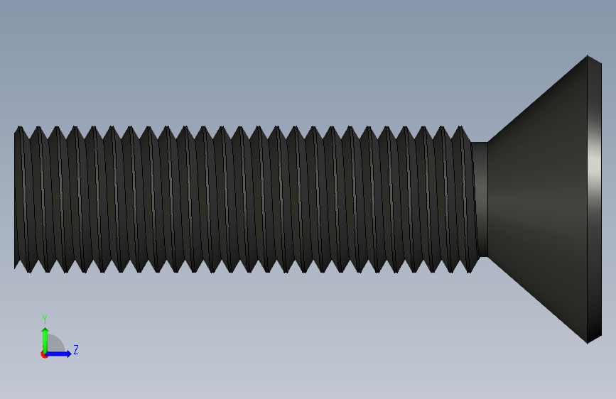 M4 x 16 - Hex Flat Head - Black平头螺钉 左侧视图