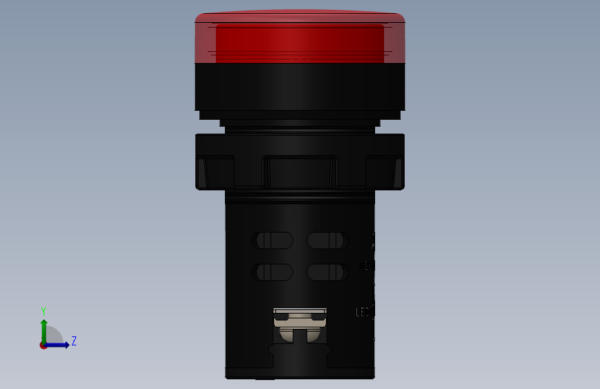 Red ON LED AD16-22D S26开关 左侧视图