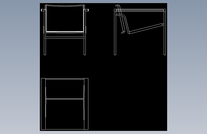 Le Corbusier LC1椅子 - 免费DWG和CAD绘图 主视图