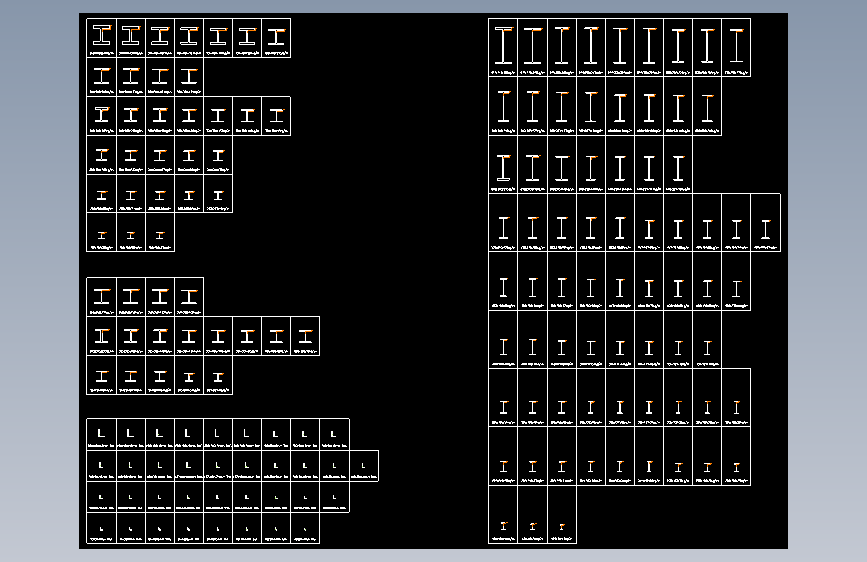 各种钢结构型材图块cad图纸H钢槽钢角钢工字钢C型钢图块
