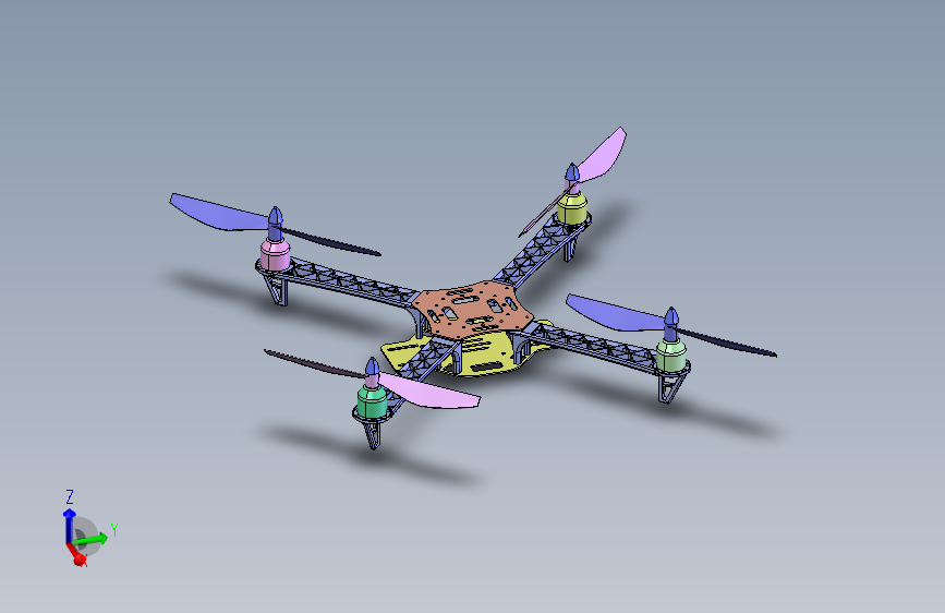 F450+四轴飞行器机架简易结构  STEP格式