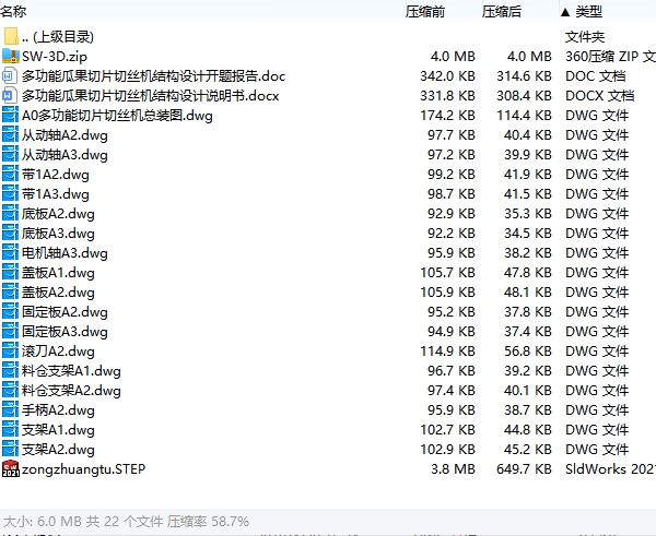 多功能瓜果切片切丝机结构设计含开题、SW三维及18张CAD图