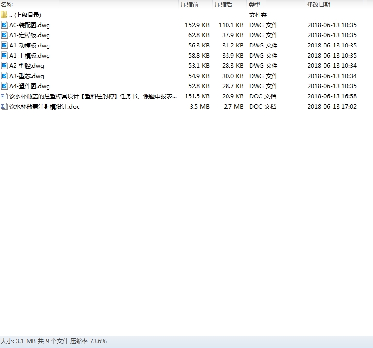 饮水杯瓶盖的注塑模具设计-塑料注射模1模2腔旋转自动脱螺纹含7张CAD图