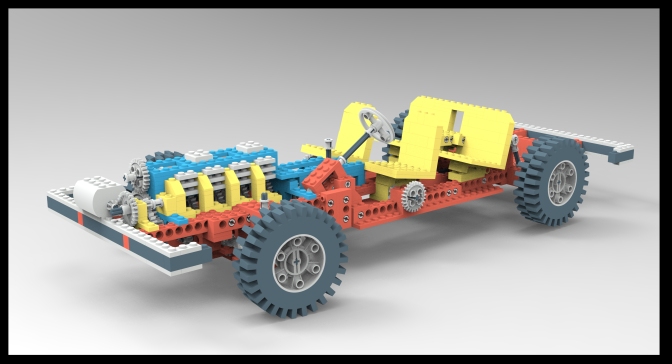 Lego 853汽车底盘拼装玩具模型3D图纸 Solidworks设计 附STEP格式