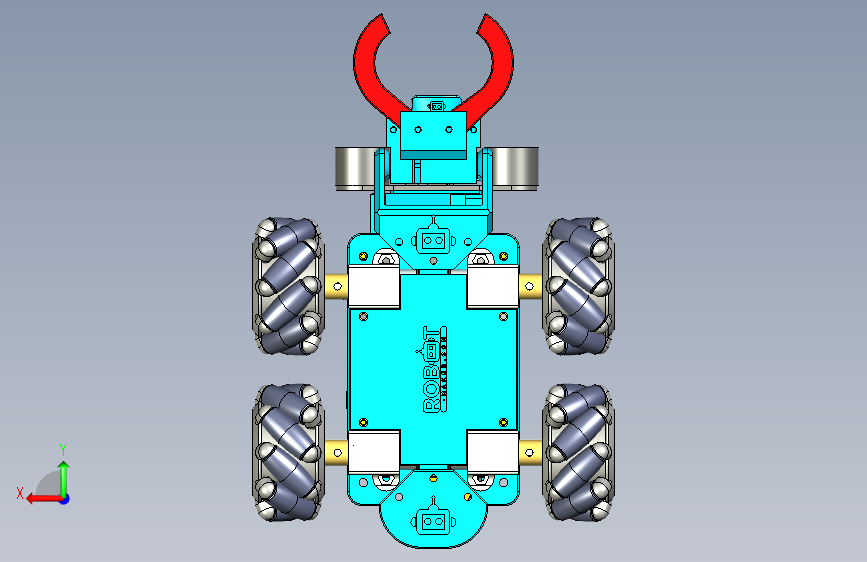 Vigibot Minus麦克纳姆轮小车3D数模图纸 STEP格式 背面视图