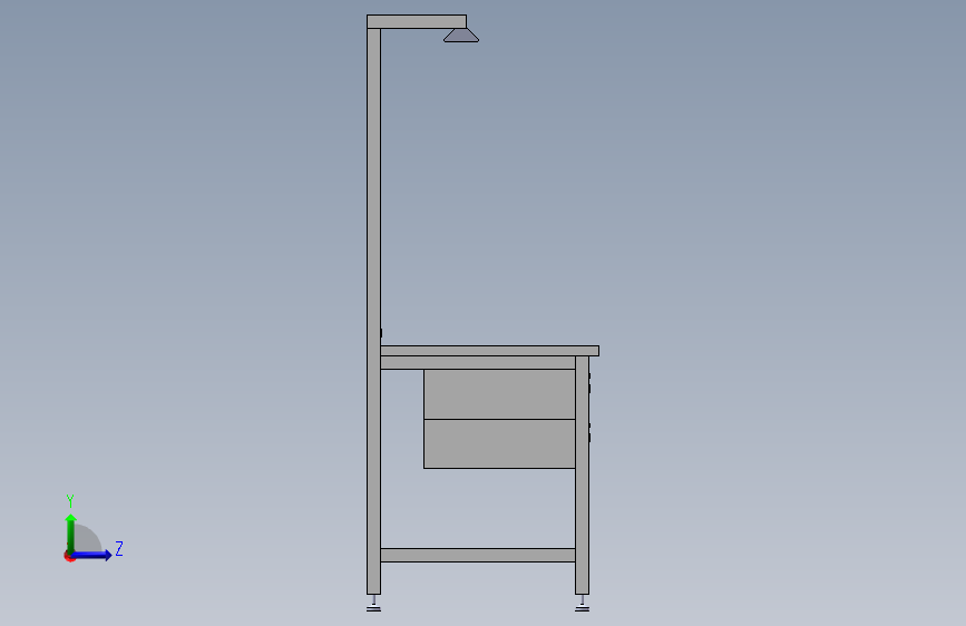 轻型带灯工作台3D数模图纸 Solidworks设计 左侧视图