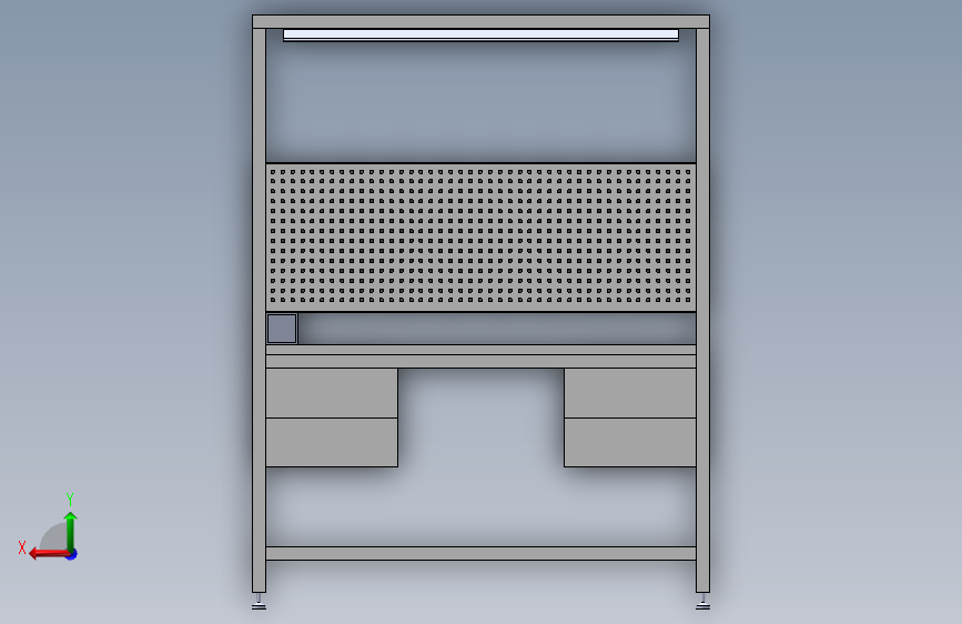 轻型带灯工作台3D数模图纸 Solidworks设计 背面视图