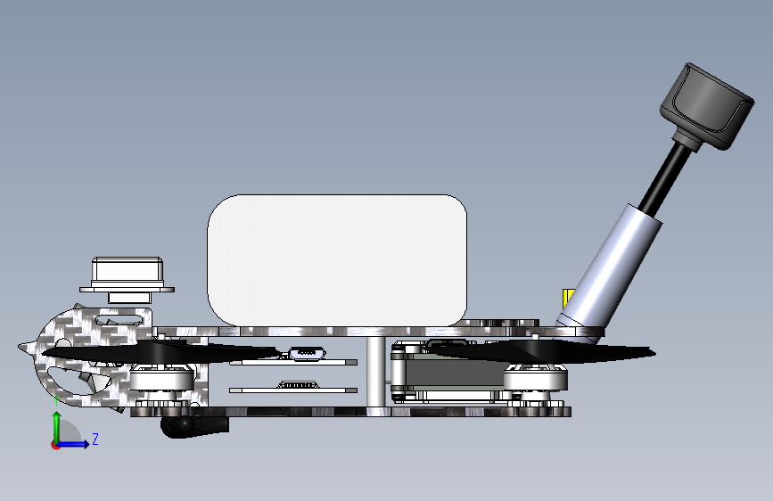 3-inch-fpv四轴无人机3D数模图纸 Solidworks设计 左侧视图