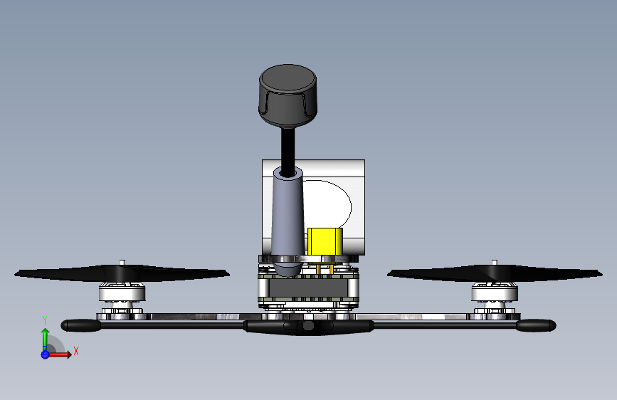 3-inch-fpv四轴无人机3D数模图纸 Solidworks设计 正面视图