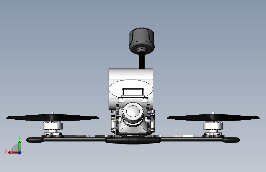 3-inch-fpv四轴无人机3D数模图纸 Solidworks设计 背面视图
