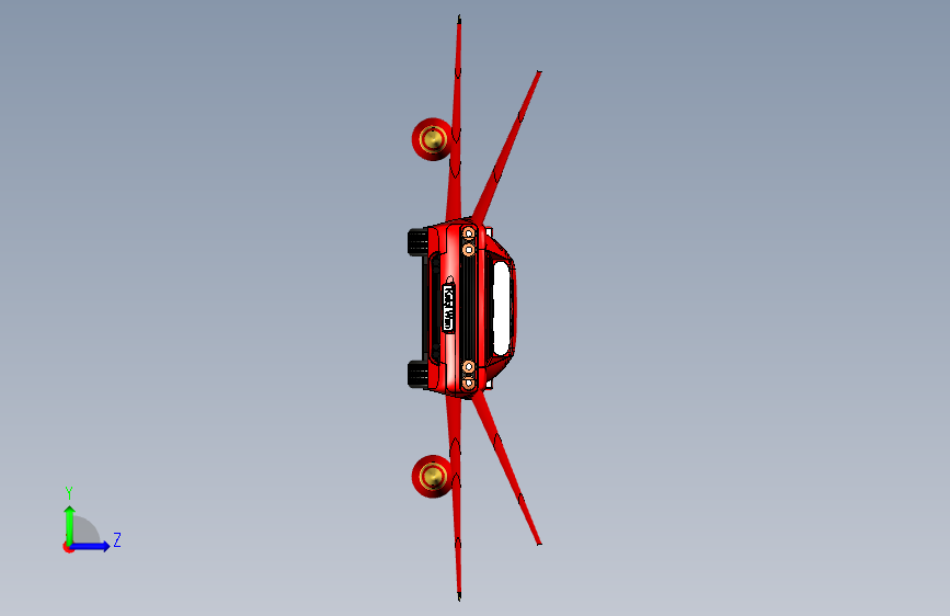 flying race car飞车简易模型3D图纸 STEP格式 左侧视图