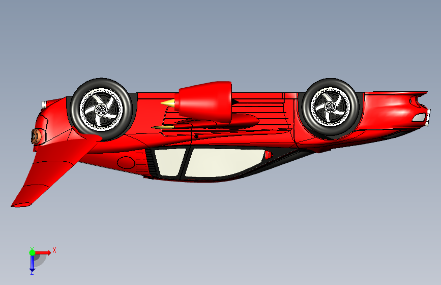 flying race car飞车简易模型3D图纸 STEP格式 俯视图