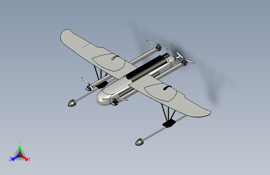 Heliplane Drone Volt无人机简易模型3D图纸 f3d STEP格式