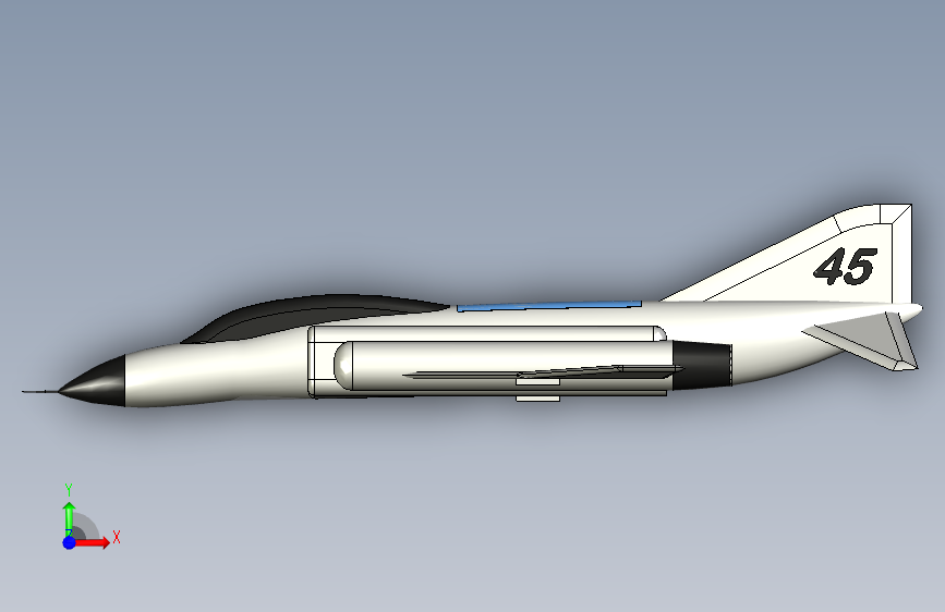 McDonnell Douglas F-4战斗机简易模型3D图纸 STEP格式 正面视图