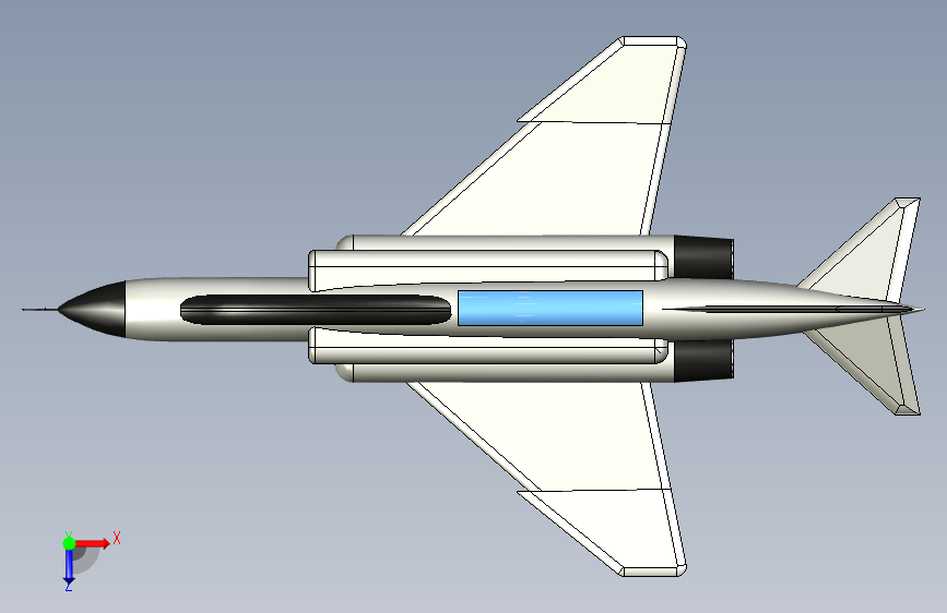 McDonnell Douglas F-4战斗机简易模型3D图纸 STEP格式 俯视图