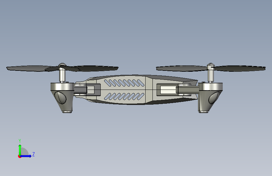 quadcopter-233四轴飞行器3D图纸 STEP格式 左侧视图