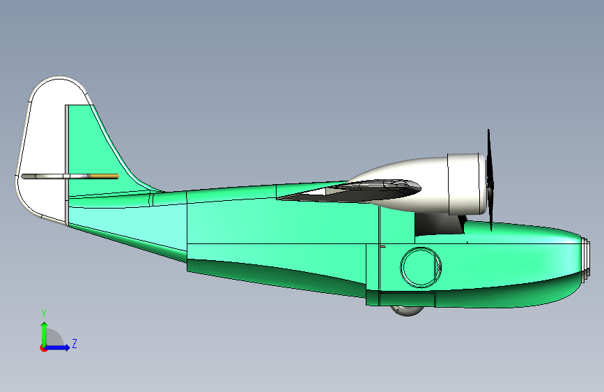 RC GRUMMAN GOOSE遥控航模3D图纸 x_t stp格式 左侧视图