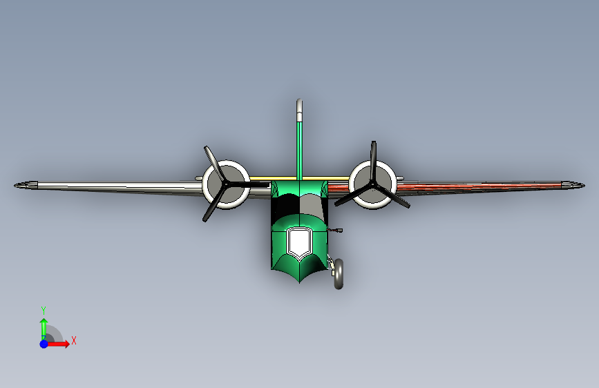 RC GRUMMAN GOOSE遥控航模3D图纸 x_t stp格式 正面视图