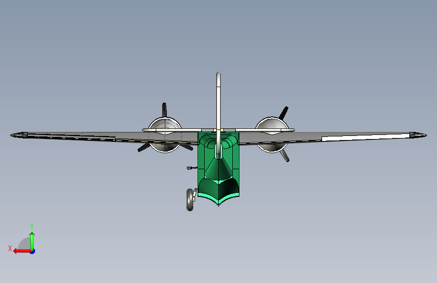 RC GRUMMAN GOOSE遥控航模3D图纸 x_t stp格式 背面视图