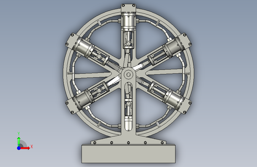 6 cylinder radial engine 6缸径向发动机3D数模图纸 STP格式 正面视图