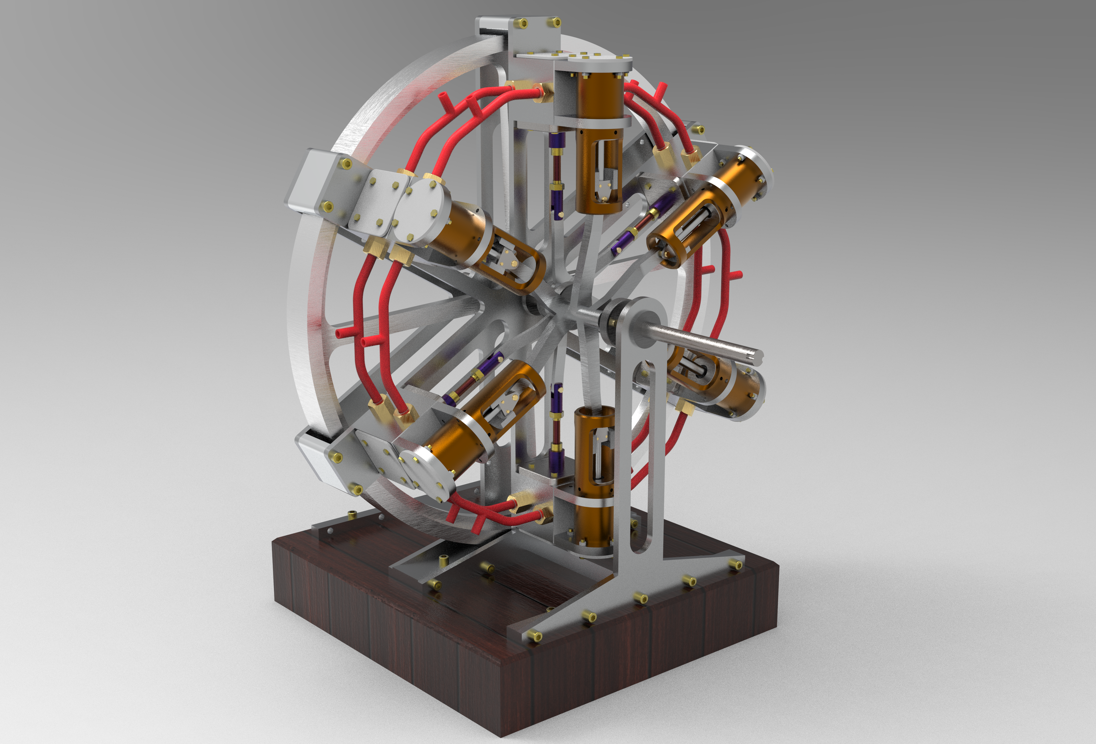 6 cylinder radial engine 6缸径向发动机3D数模图纸 STP格式