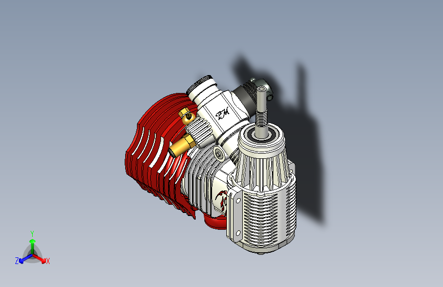 Buggy Nitro 3.5cc长冲程发动机3D数模图纸 STP格式