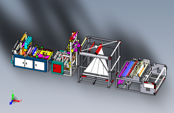 无纺布提袋机3D数模图纸 Solidworks设计