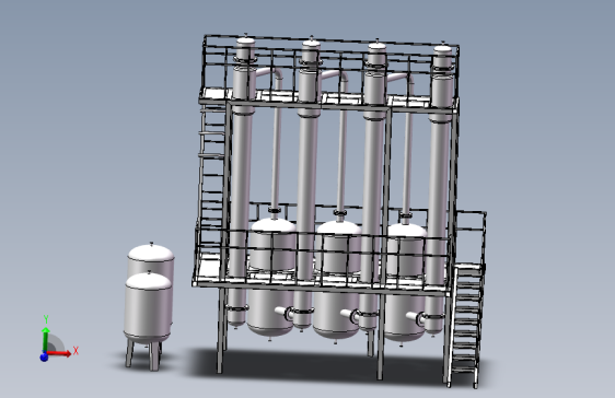 三效浓缩蒸发器SolidWorks三维模型