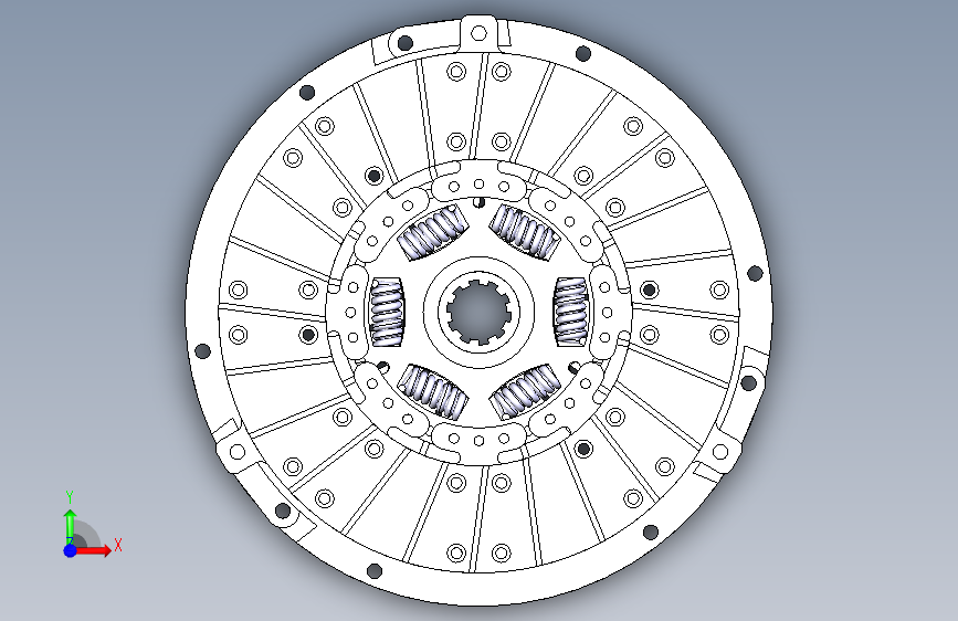 轿车拉式离合器catia 正面视图