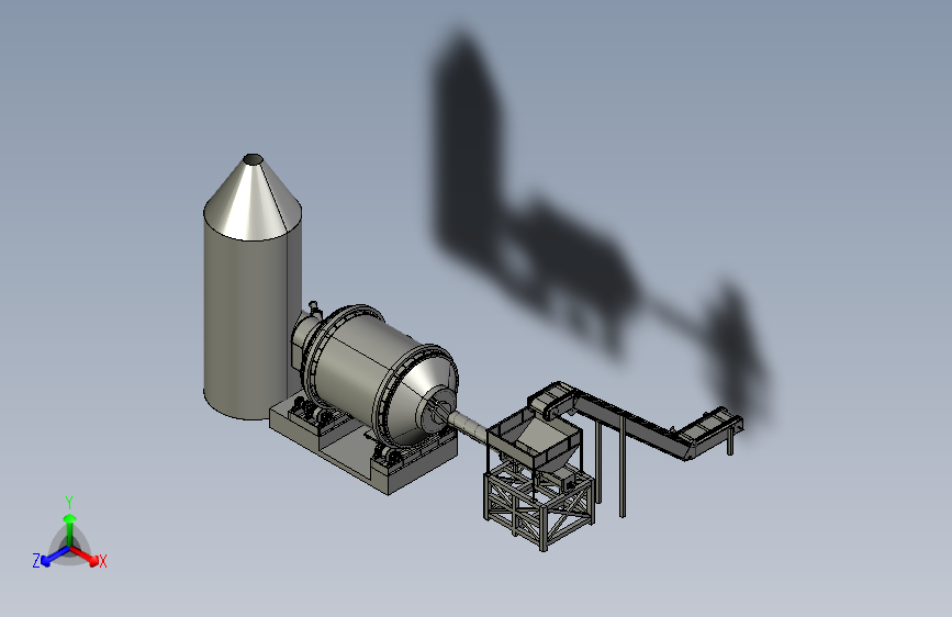 带螺旋输送机和装载输送机的熔炼炉smelting-grfurnace-with-模型格式为 stp