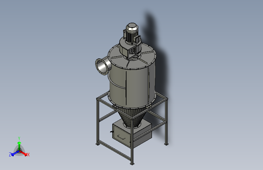 金属板旋风分离器sheet-metal-cyclone-dust-模型格式为 stp sw