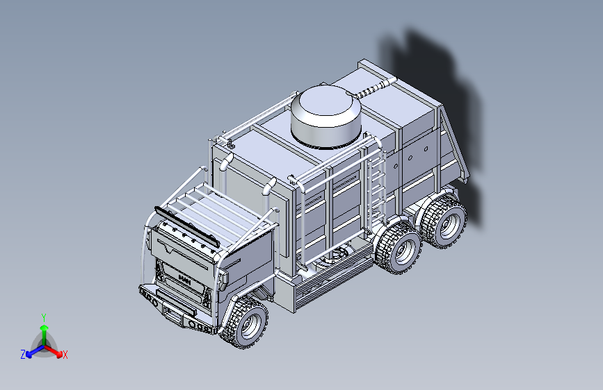 Armoured Bin Lorry装甲垃圾车3D图纸 Solidworks设计 附STEP