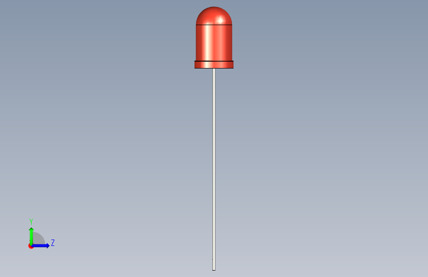 LED 5mm红色组件 左侧视图