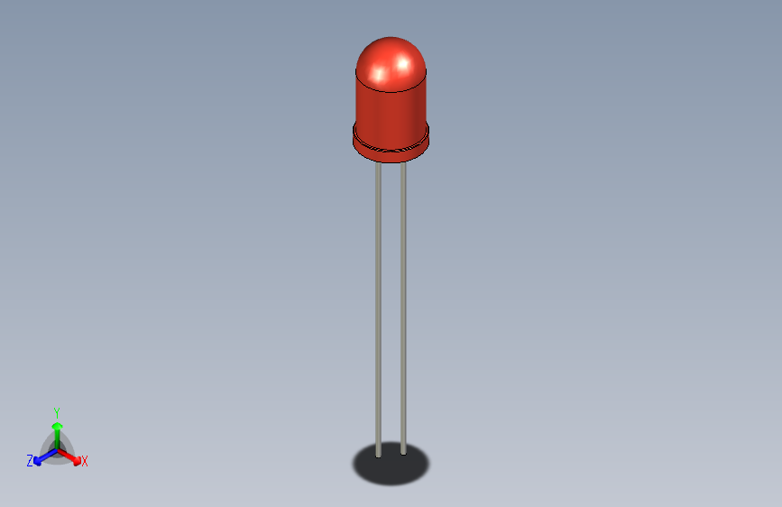 LED 5mm红色组件 主视图