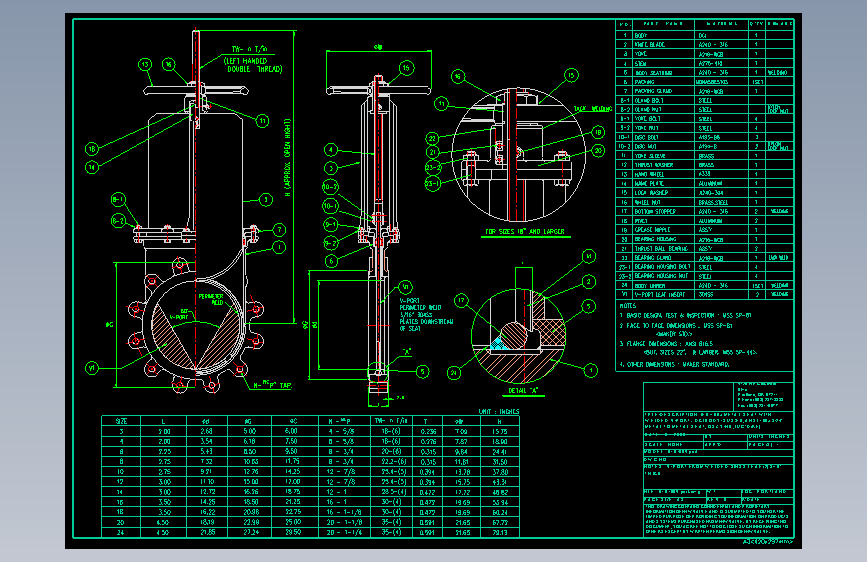 刀闸阀 装配图 CAD