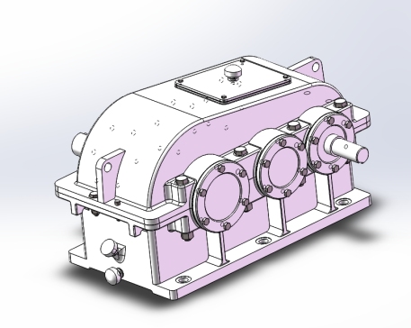 展开式二级直齿圆柱齿轮减速器设计F = 2400N，V = 2.4ms，D = 350mm含SW三维及3张CAD图