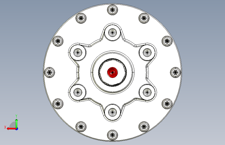 Planetary gear concept行星齿轮传动3D数模图纸 Solidworks设计 背面视图