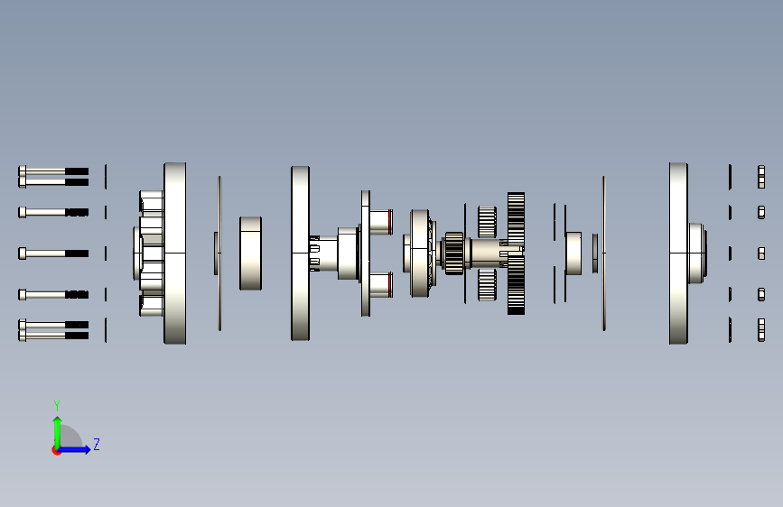 Planetary gear concept行星齿轮传动3D数模图纸 Solidworks设计 左侧视图