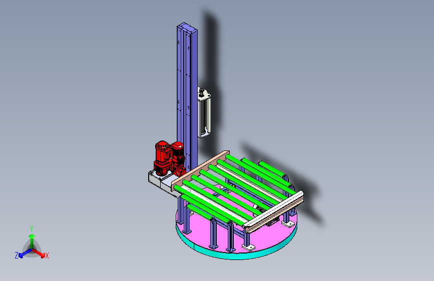 自动缠绕膜包装机打包机3D数模图纸 Solidworks设计 附STEP