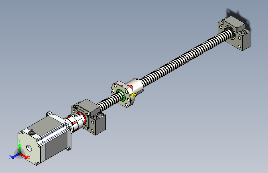 步进传动滚珠丝杠3D数模图纸 Solidworks设计 附STEP