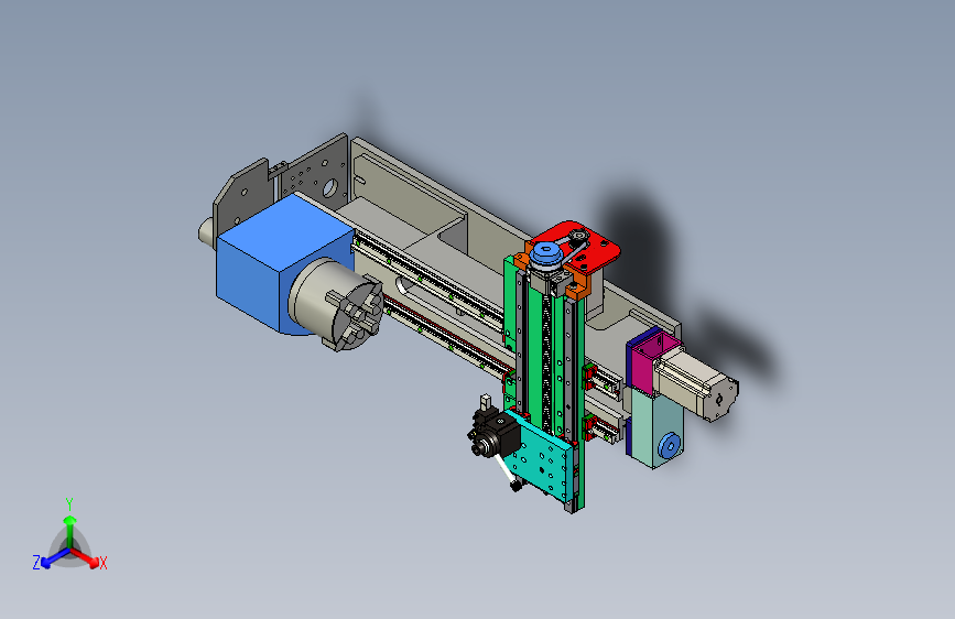 切削设备mini-lathe-8x14-800x300-cnc-linear-rail-模型格式为 stp igs