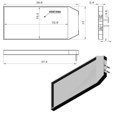 显示LCD +背光； 33.4x21.4mm