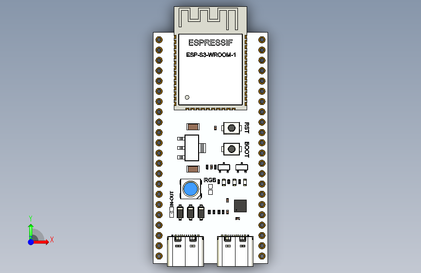 ESP32-S3-WROOM-1 DEVKIT芯片 正面视图