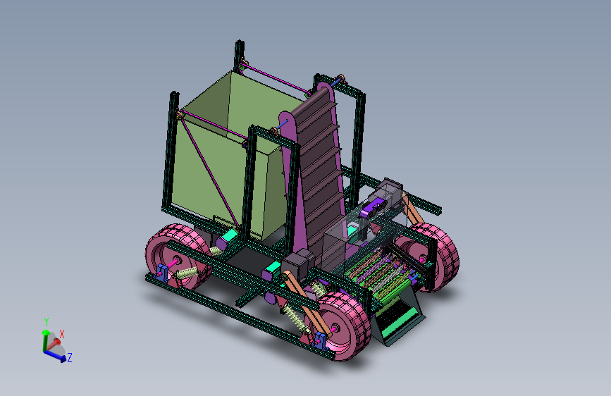 沙滩垃圾自动清理车三维设计solidworks建模3d模型图纸1336263