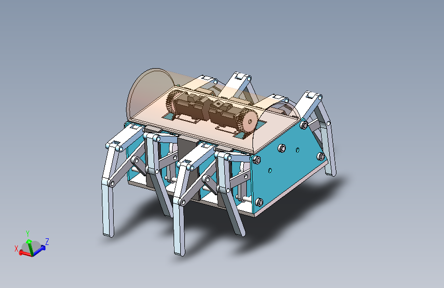 八足机器人三维SW模型及爆炸运动仿真solidworks图纸3D建模数据