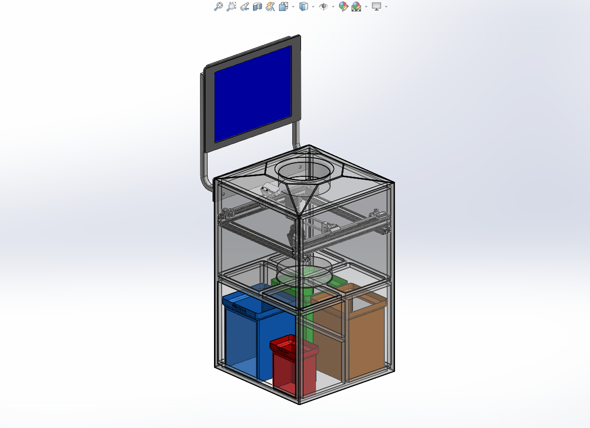 智能分类垃圾桶三维solidworks+动画仿真