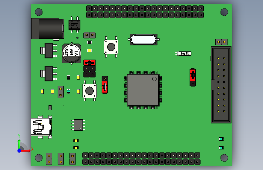 STM32H107主板 正面视图