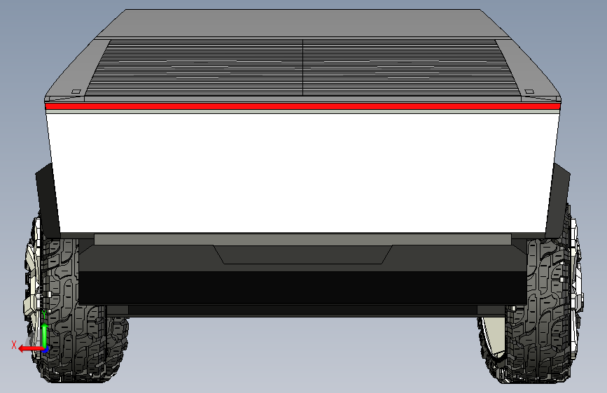 特斯拉 tesla cybertruck SW STP IGS X_T STL 背面视图