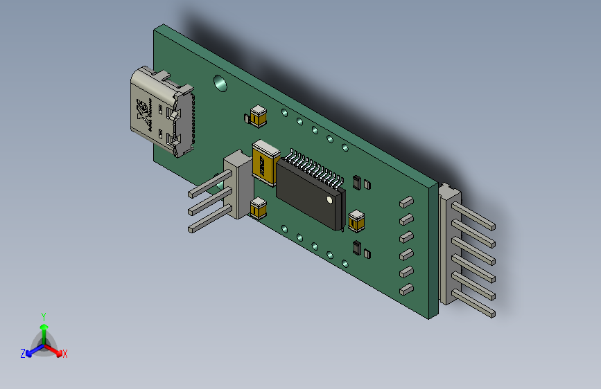 USB到UART模块的3D模型